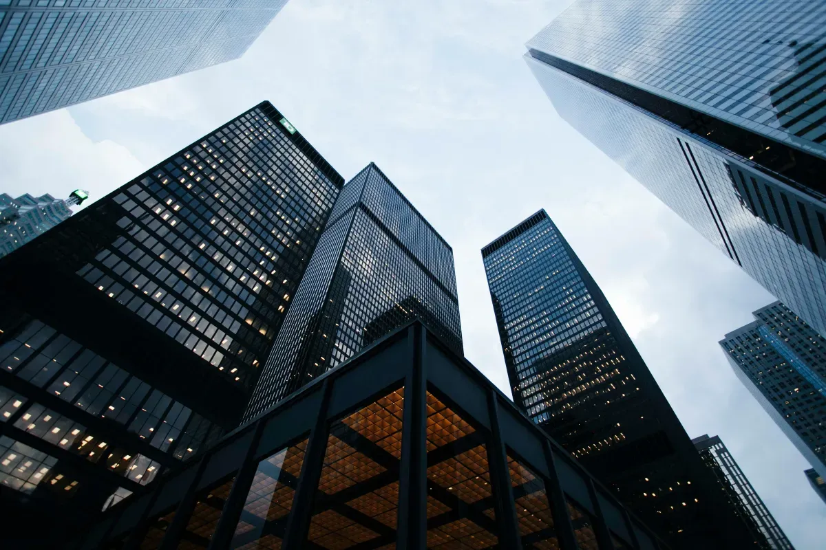 Modern commercial buildings in a city